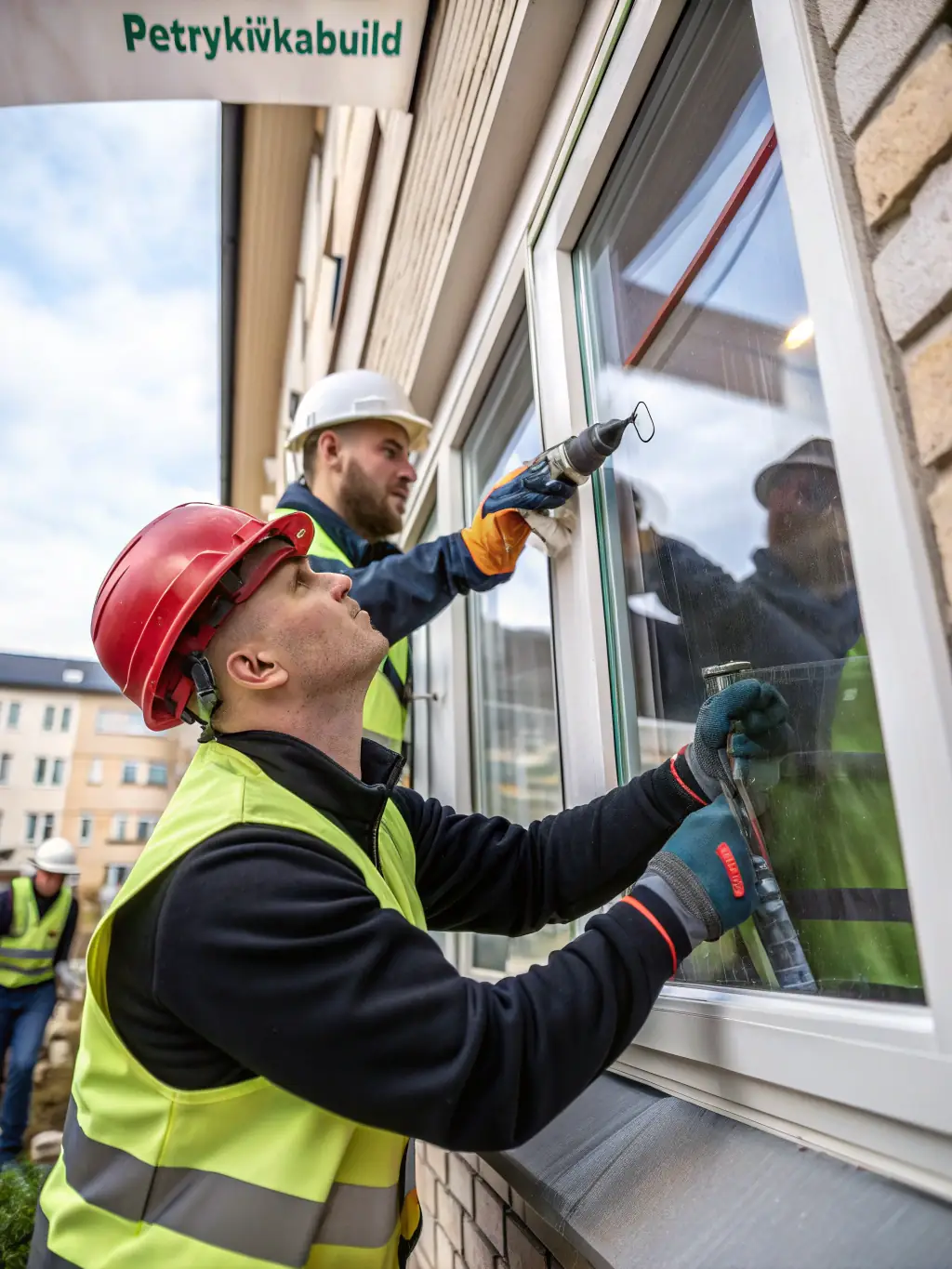 A modern, energy-efficient window being installed in a residential home by two Wilson and Sons Construction workers, showcasing the quality and precision of their window replacement services.