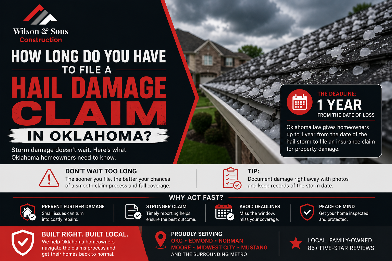 How long do you have to make a hail damage claim in oklahoma