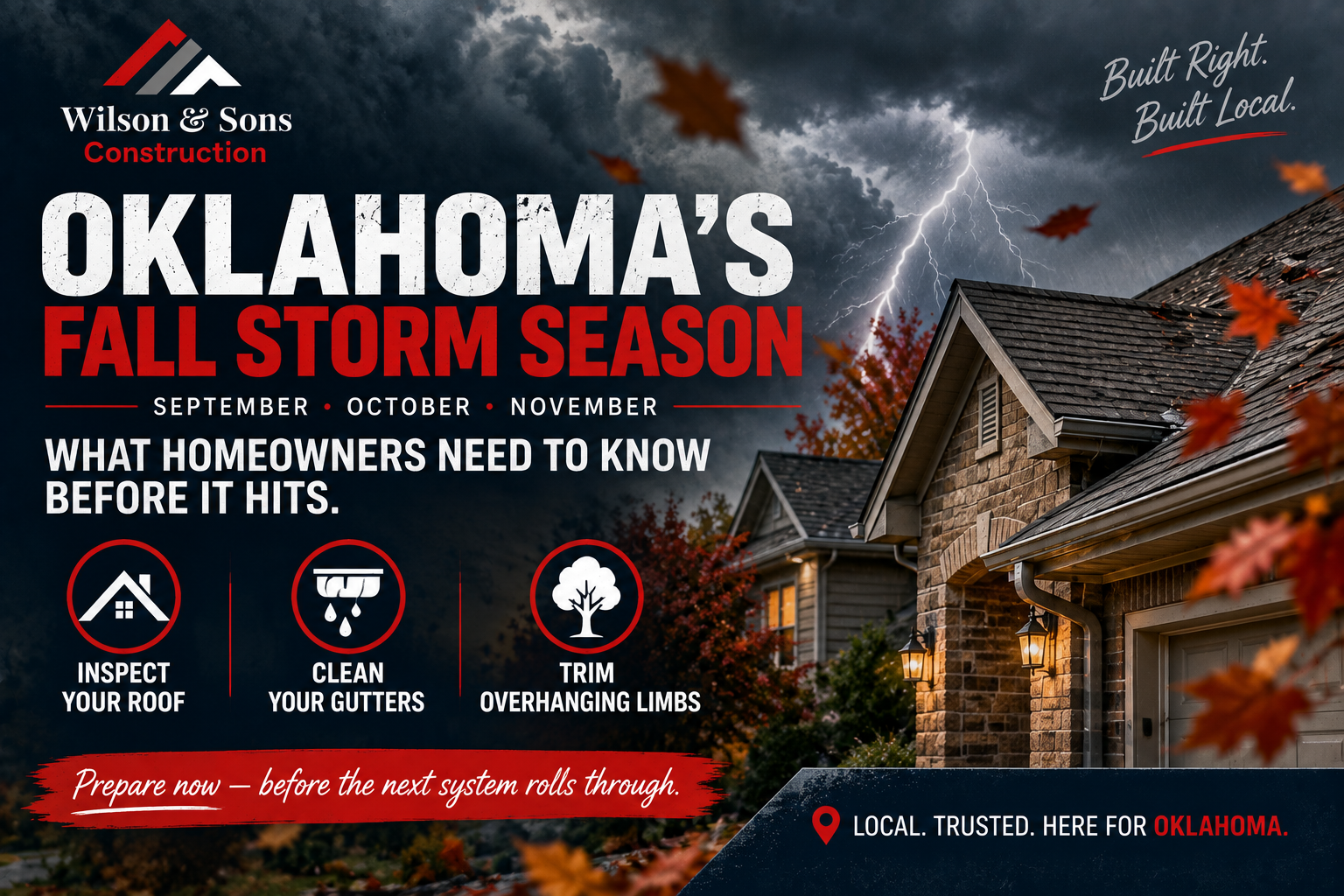 House in Oklahoma Fall Storm
